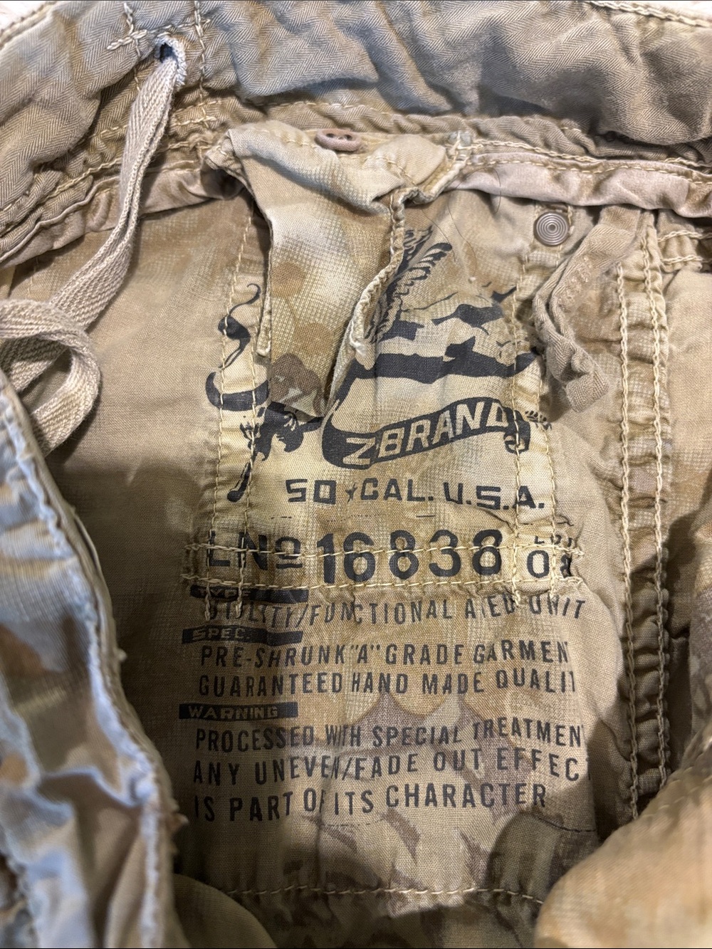 Cropped Cargo Ankle Pants in Tan Camo Print - Picture 4 of 4